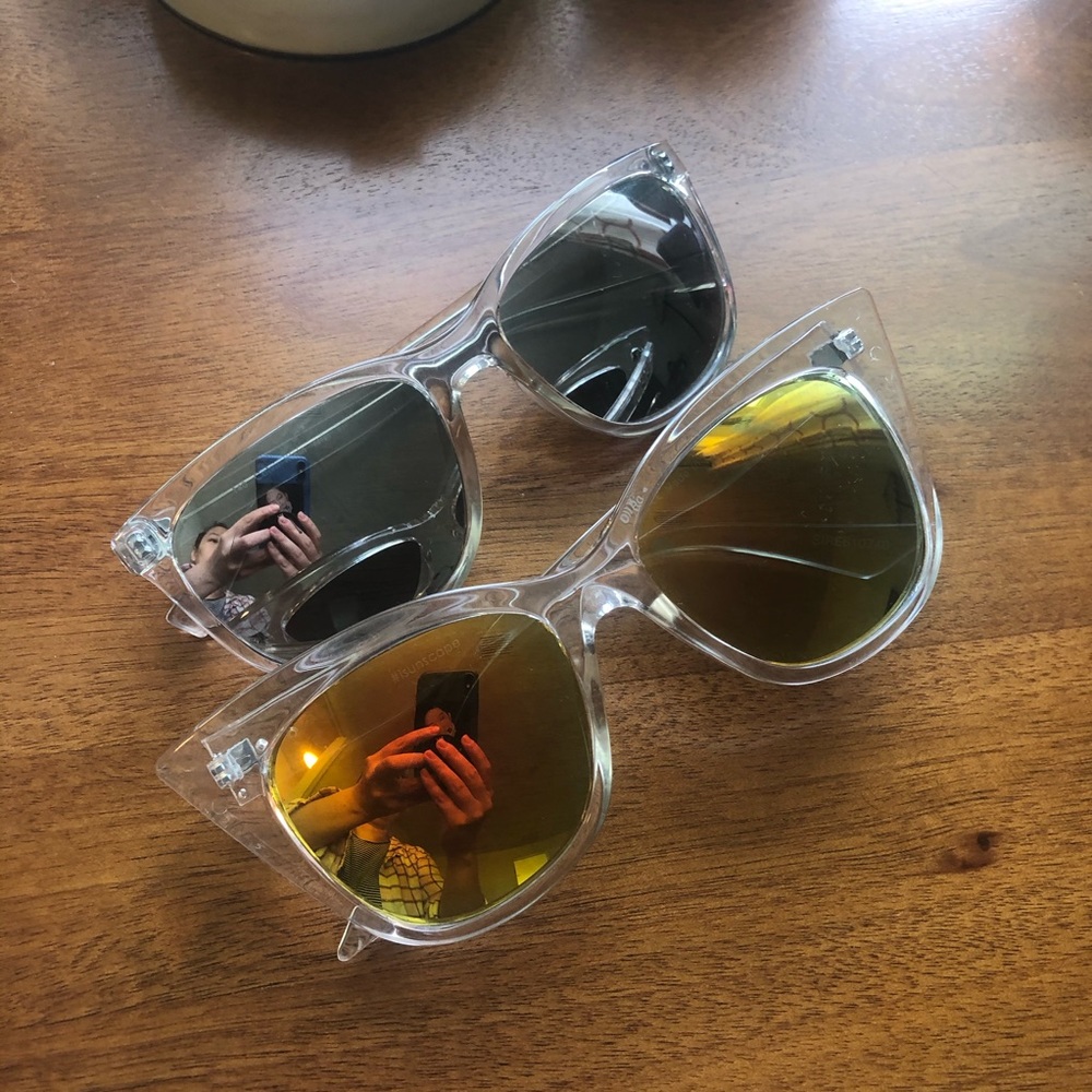 Yellow Mirrored cat eye sunglasses